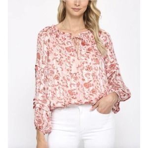 NWOT, Fate Pink Floral Blouse
